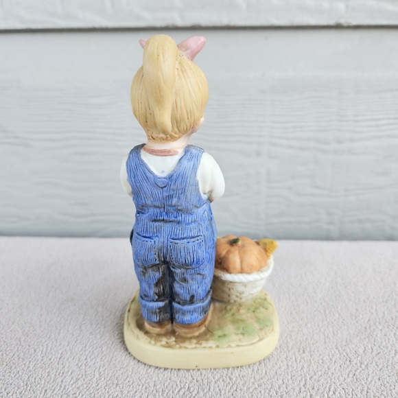 HOMCO Denim Days Giving Thanks Debbie Girl & Pumpkin #1506 Thanksgiving 5" - Picture 3 of 7